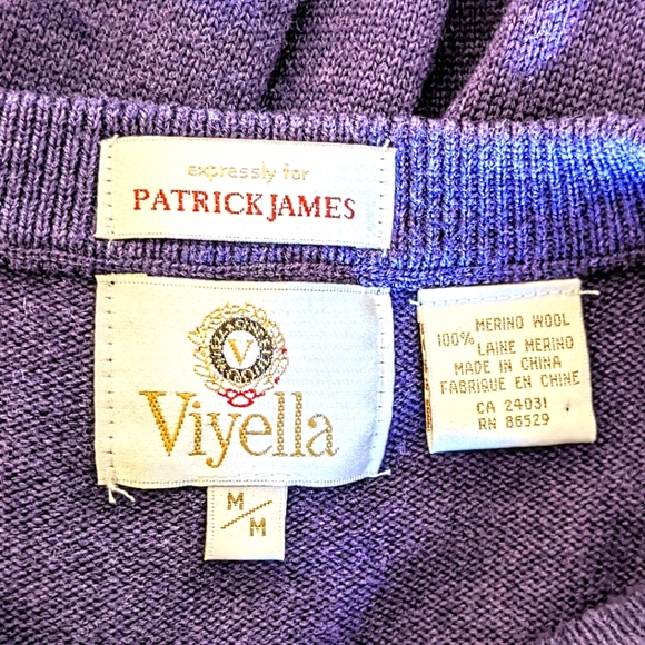 Viyella For Patrick James Men's Purple V-Neck Wool Sweater - Picture 7 of 7